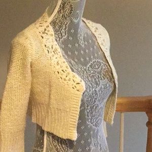 Crop cream cardigan sweater